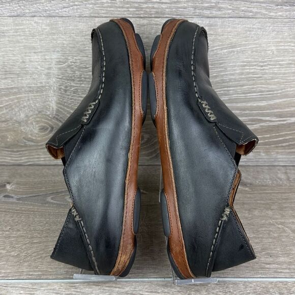 OluKai Moloa Mens Size 10.5 Black Leather Collapsible Heel Slip On Loafer - Picture 11 of 11